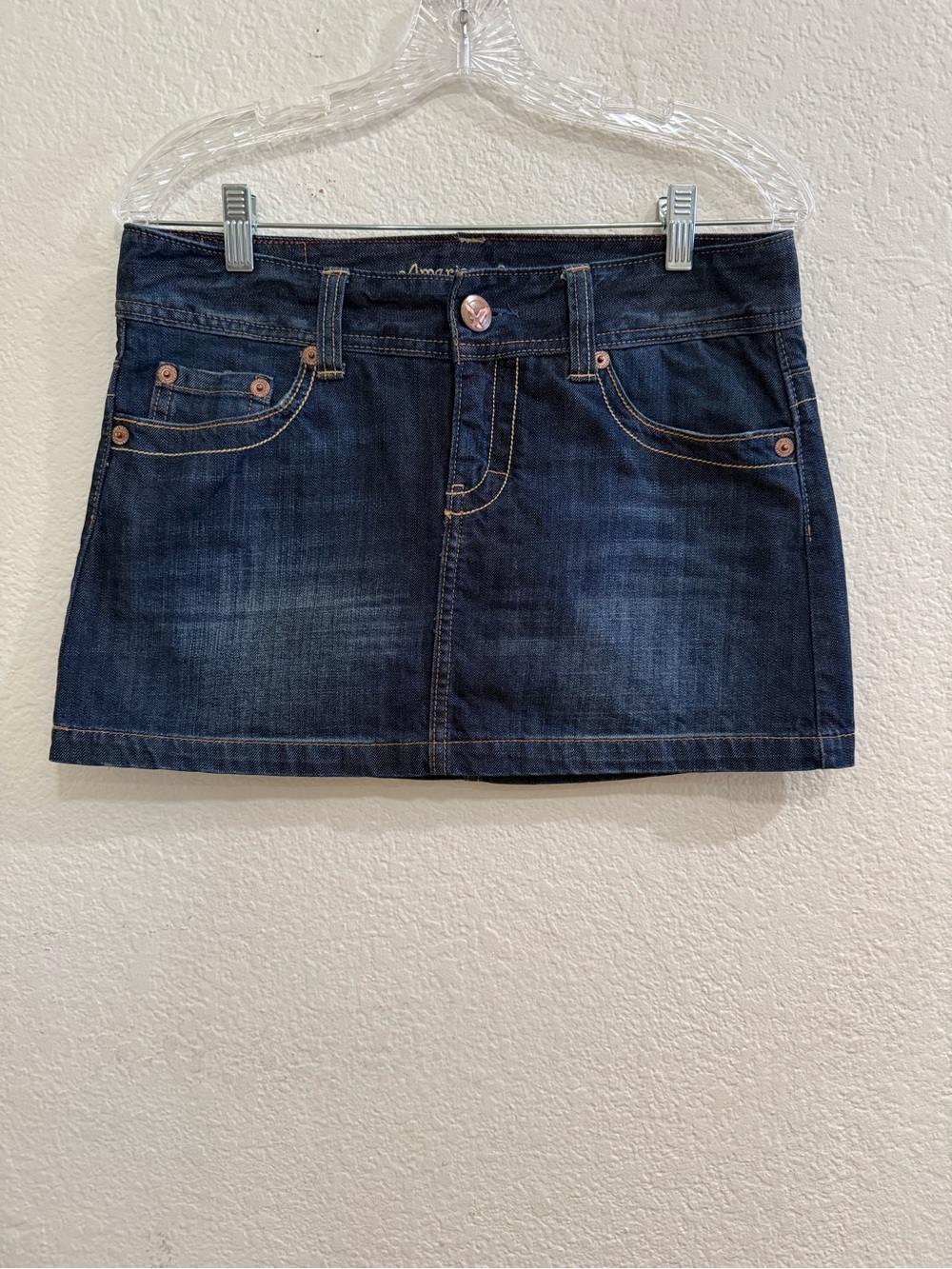 American Eagle Y2K Vintage Dark Blue Denim Mini Skirt Size 6